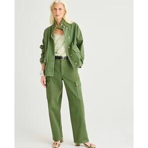 J. Crew Olive Green Relaxed-Fit Tapered Cargo Pant 100% Cotton Pockets Size 27